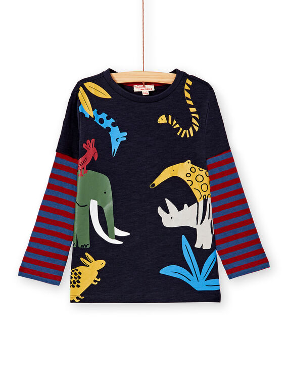 T-shirt 2 en 1 marine et rayé enfant garçon KOSATEE3 / 20W902O1TMLC243