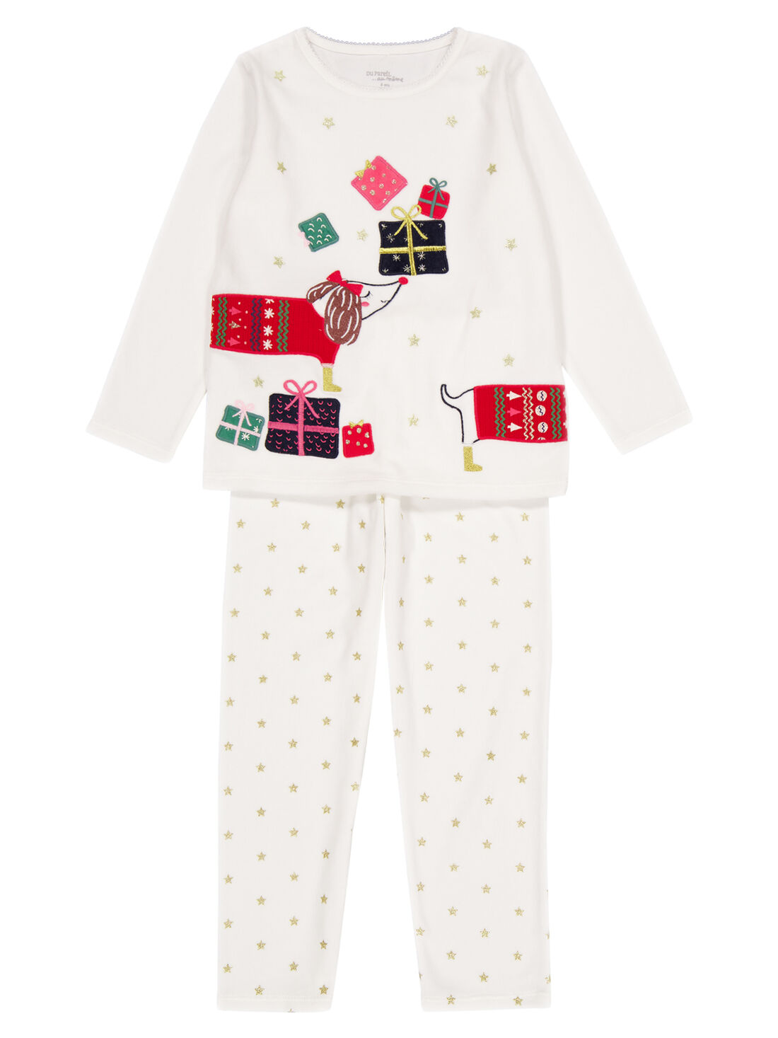Pyjama ecru Noel en velours enfant fille Enfant DPAM