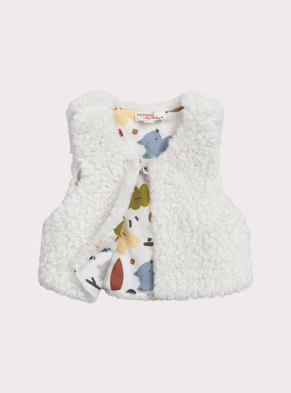 Gilet naissance sans manches blanc réversible XOU2GIL / 25WF0361GIL000