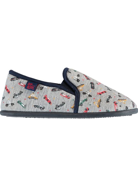 Chausson jersey gris chiné et voitures enfant garçon GGSGVOIT / 19WK36Z3D0B943