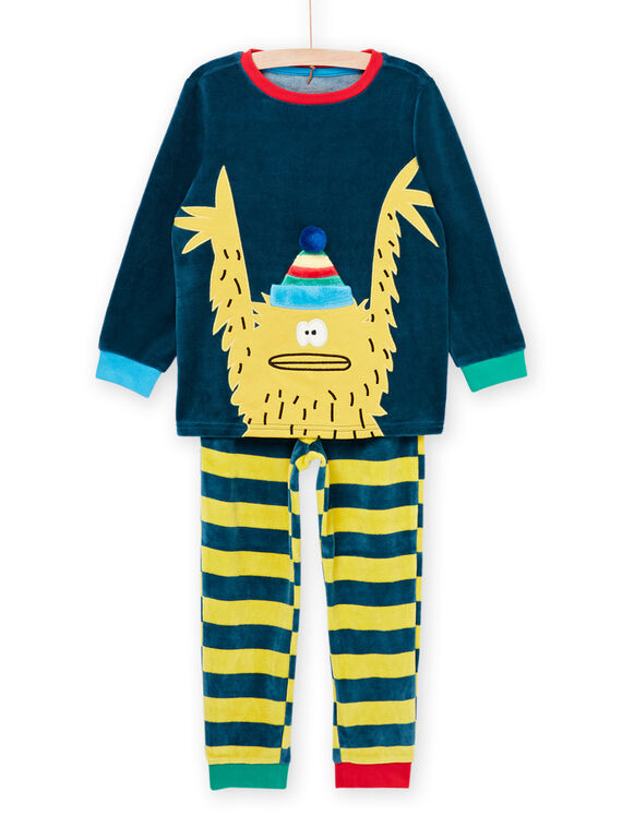 Pyjama T-shirt et pantalon en velours à animation yéti. PEGOPYJYETI / 22WH1237PYJC235