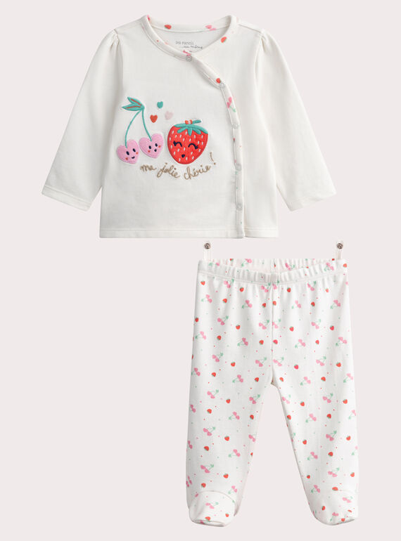 Pyjama écru imprimé fruit pour bébé fille WEFIPYJFRUI / 25SH13B1PYJ001