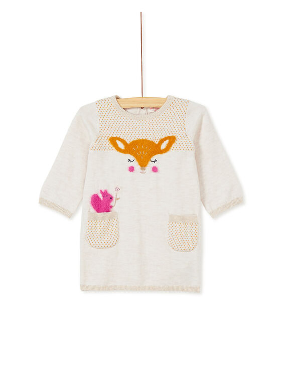 Robe manche longue tricot beige bébé fille KIREROB2 / 20WG09G2ROBA011