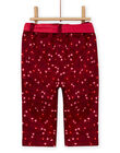 Pantalon rouge bordeaux imprimé fleuri en satin bébé fille MIFUNPAN1 / 21WG09M2PAN504