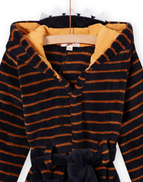 Robe de chambre bleu nuit à rayures motif monstre enfant garçon MEGOROBMON / 21WH1291RDC705