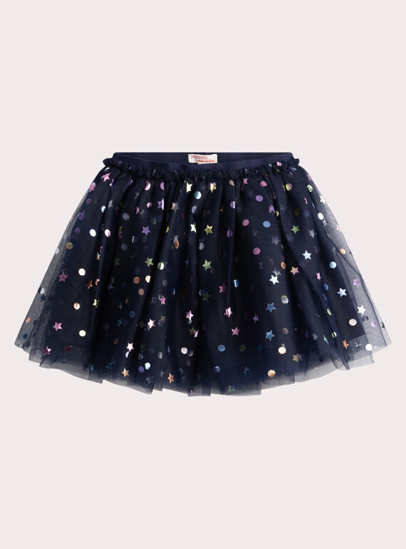 Jupe en tulle bleue imprimé iridescent pour fille VAWAJUP1 / 24W901T1JUP070