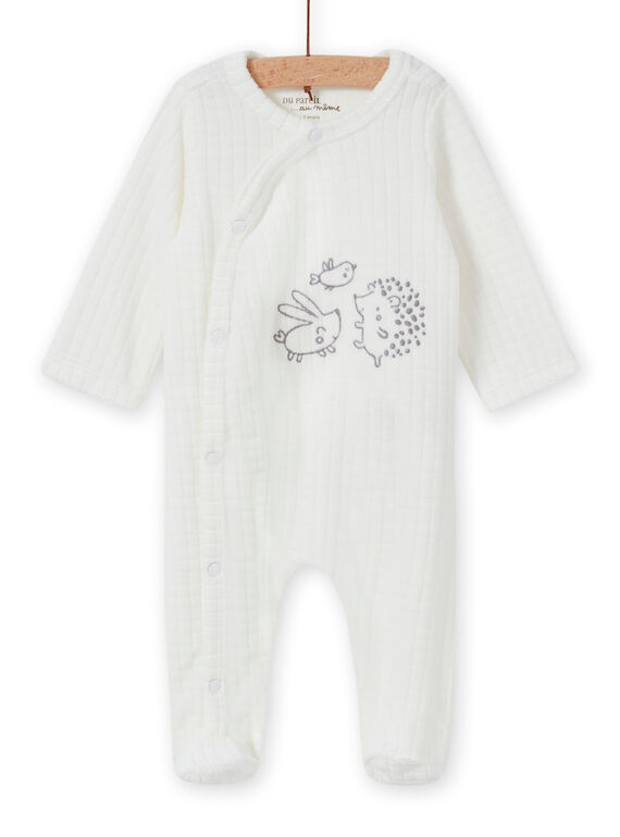 Grenouillère écrue motif animaux naissance mixte MOU2GRE3 / 21WF05D1GRE001