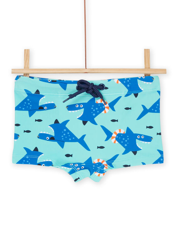 Short de bain turquoise à imprimé requins RYOMERSHOREQ / 23SI02R2MAIC200