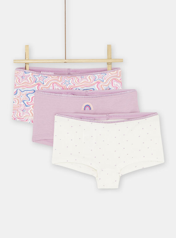 Lot de 3 shortys rose et blanc fille SEFAHOTSKY / 23WH1163SHYD309