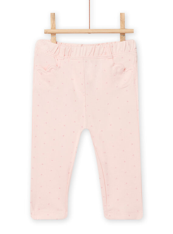 Pantalon rose poudré à pois et poches curs bébé fille NIJOPAN2 / 22SG0963PAND327