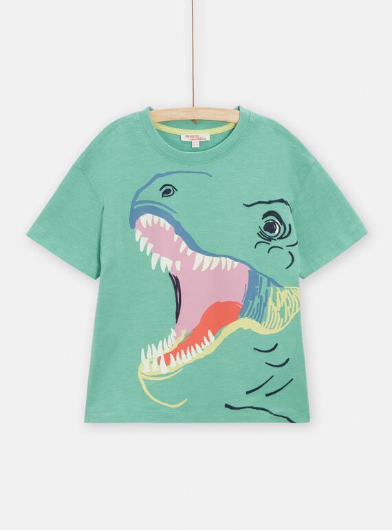 T-shirt vert clair animation dinosaures pour garçon TOCOTI3 / 24S902N4TMC630