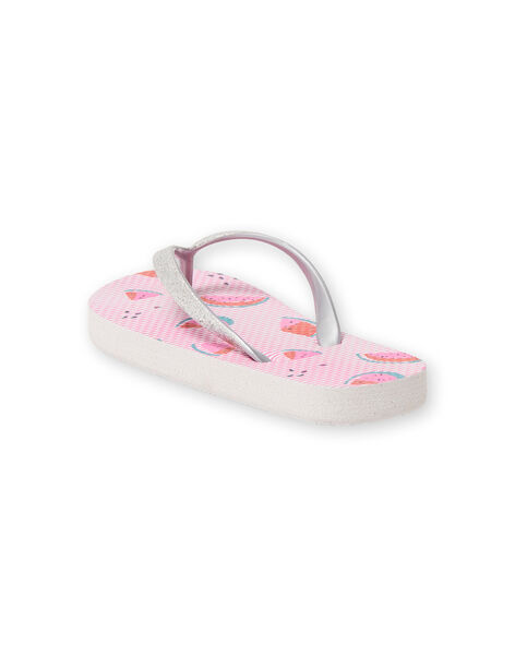 Tongs roses à rayures imprimé pastèque fille LFTONGFRUIT / 21KK3562D01000
