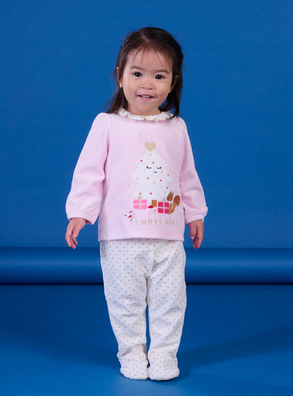 Pyjama de Nöel rose et blanc PEFIPYJNO / 22WH1371PYJD310