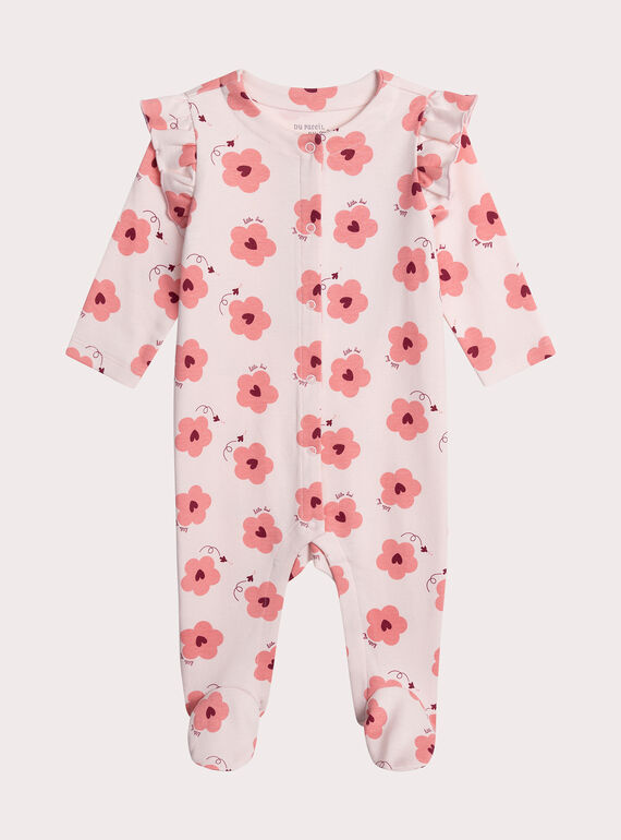 Grenouillère fleurs coeurs pour bébé fille XEFIGREFLE / 25WH1332GRED322
