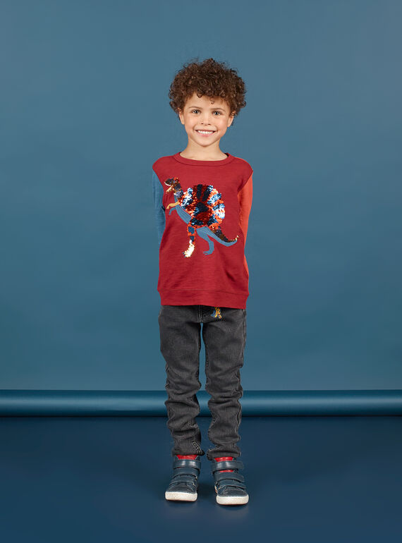 Jean slim anthracite enfant garçon MOPAJEAN / 21W902H1JEAK004