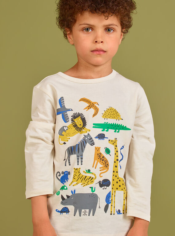 T-shirt crème motifs animaux enfant garçon MOKATEE1 / 21W902I1TML007