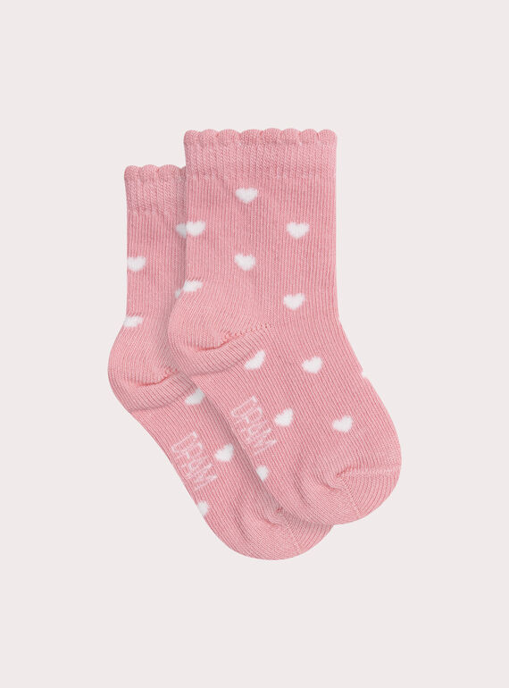 Chaussettes violettes à curs pour bébé fille XYIJOCOEUR1 / 25WI09E2SOQD317