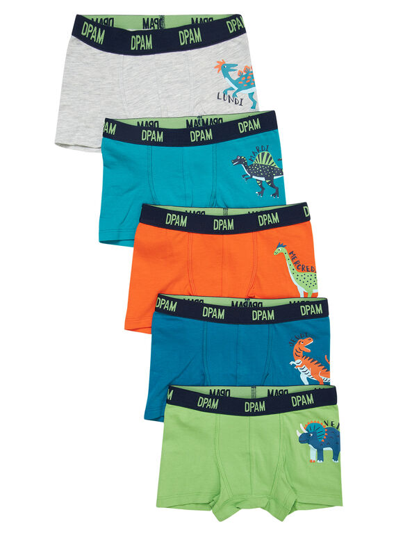 Lot de cinq boxers enfant garçon / semainier de boxers JEGOBOXSEM2 / 20SH12V2BOXJ920