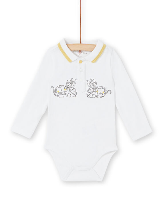 Body blanc à col polo naissance garçon LOU1BOD5 / 21SF04H1BOD000
