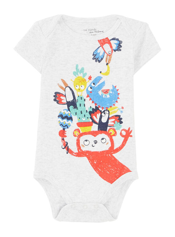 Body bébé garçon manches courtes gris chiné JEGABODSIN / 20SH14V6BDLJ906