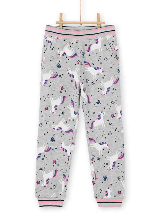 Pantalon de jogging gris chiné, imprimé licorne LAJOBAJOG1 / 21S90141D2A943