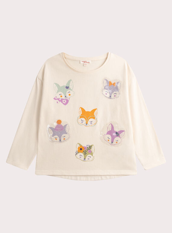 T-shirt animation renard sequins iridescents pour fille VAPERTEE3 / 24W901R2TML005