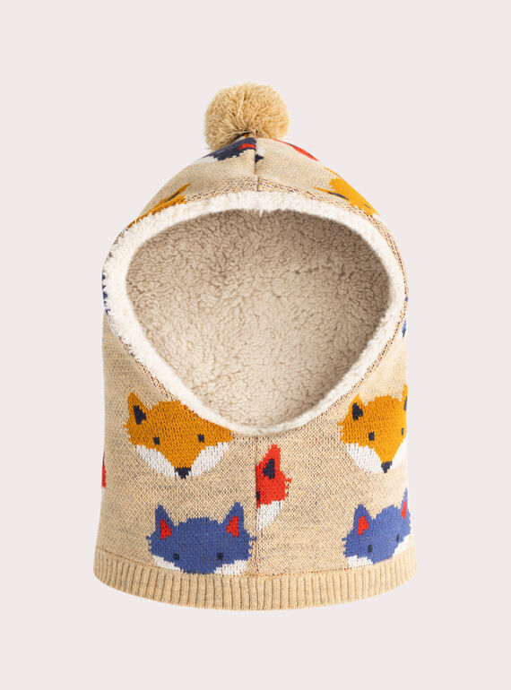 Cagoule à motifs renard multicolores pour garçon VYOGROCAG3 / 24WI02N3CAG008
