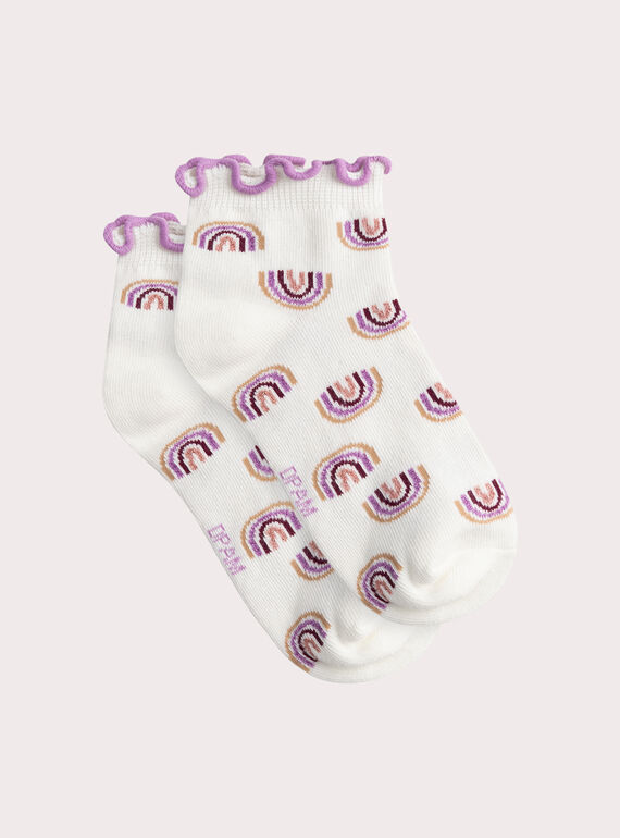 Chaussettes écrues à imprimé arc-en-ciel pour fille WYAJOSCHO2 / 25SI01J4SOQ003