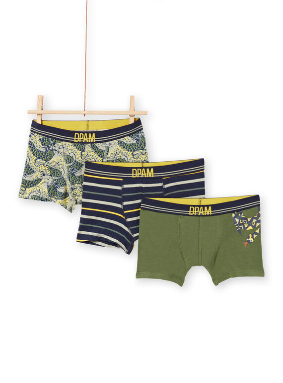 Lot de 3 boxers assortis enfant garçon MEGOBOXKAKI / 21WH12B3BOX705