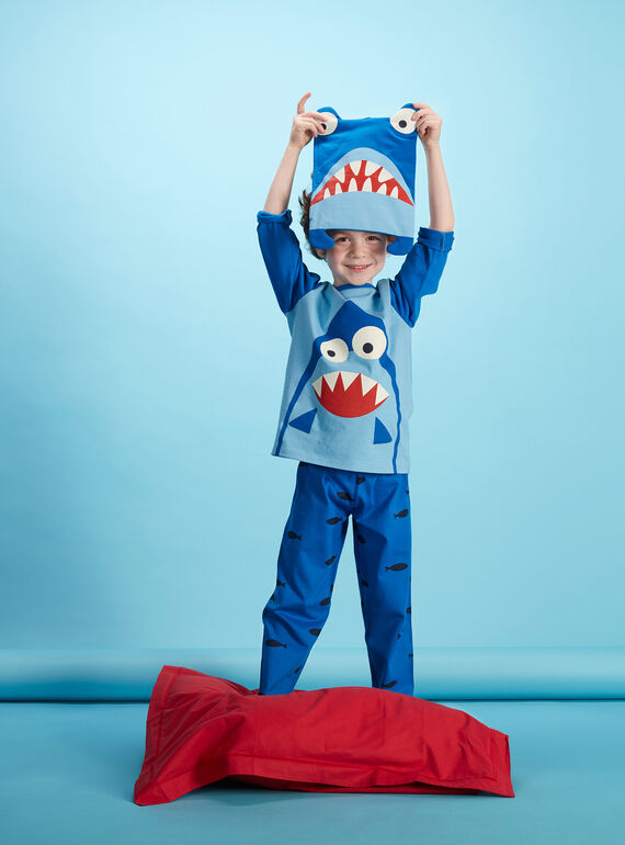 Pyjama déguisement bleu enfant garçon avec son range-pyjama JEGOPYJMAN4 / 20SH12L3PYGC238