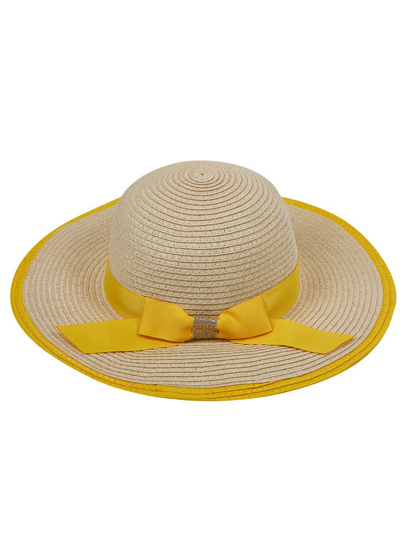 Chapeau enfant fille en paille avec gros nœud JYASOHAT2 / 20SI0181CHA009