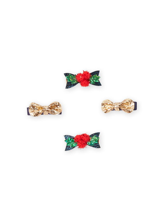 Lot de 4 barettes de Noël assorties enfant fille MYANOCLIC1 / 21WI01T8BRT955