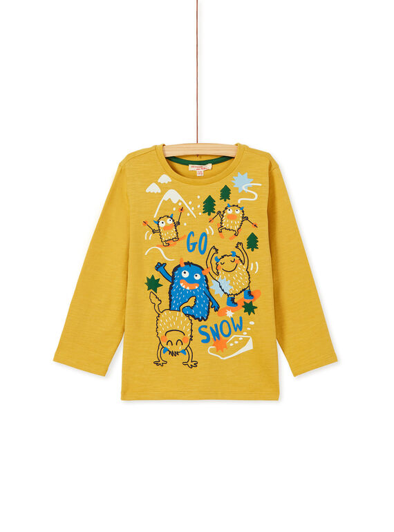 Tee shirt manches longues jaune garçon KOLUTEE1 / 20W902P3TML104