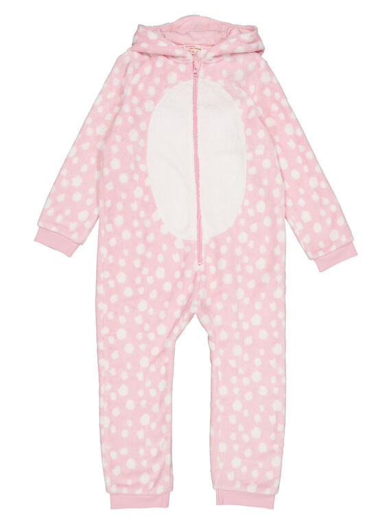 Surpyjama biche rose à capuche en soft boa enfant fille GEFASURBI / 19WH11N2D4FD301