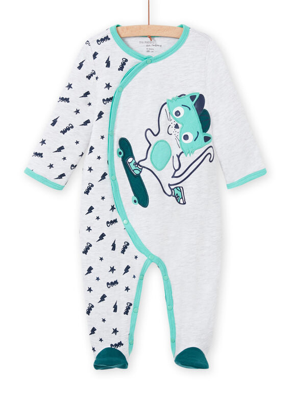 Grenouillère gris chiné motif chat bébé garçon MEGAGRECHA / 21WH1495GREJ920