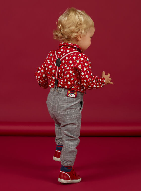 Pantalon noir à carreaux et bretelles rayées bébé garçon MUNOPAN2 / 21WG10Q2PAN090