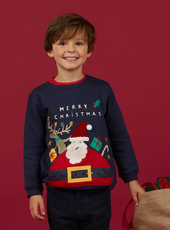 Sweat de Noel bleu marine enfant garçon MONOSWE / 21W902Q1SWE705