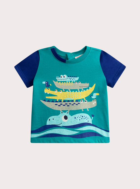 Tshirt turquoise pour bébé garçon WUBOTEE1 / 25SG10R1TMC202