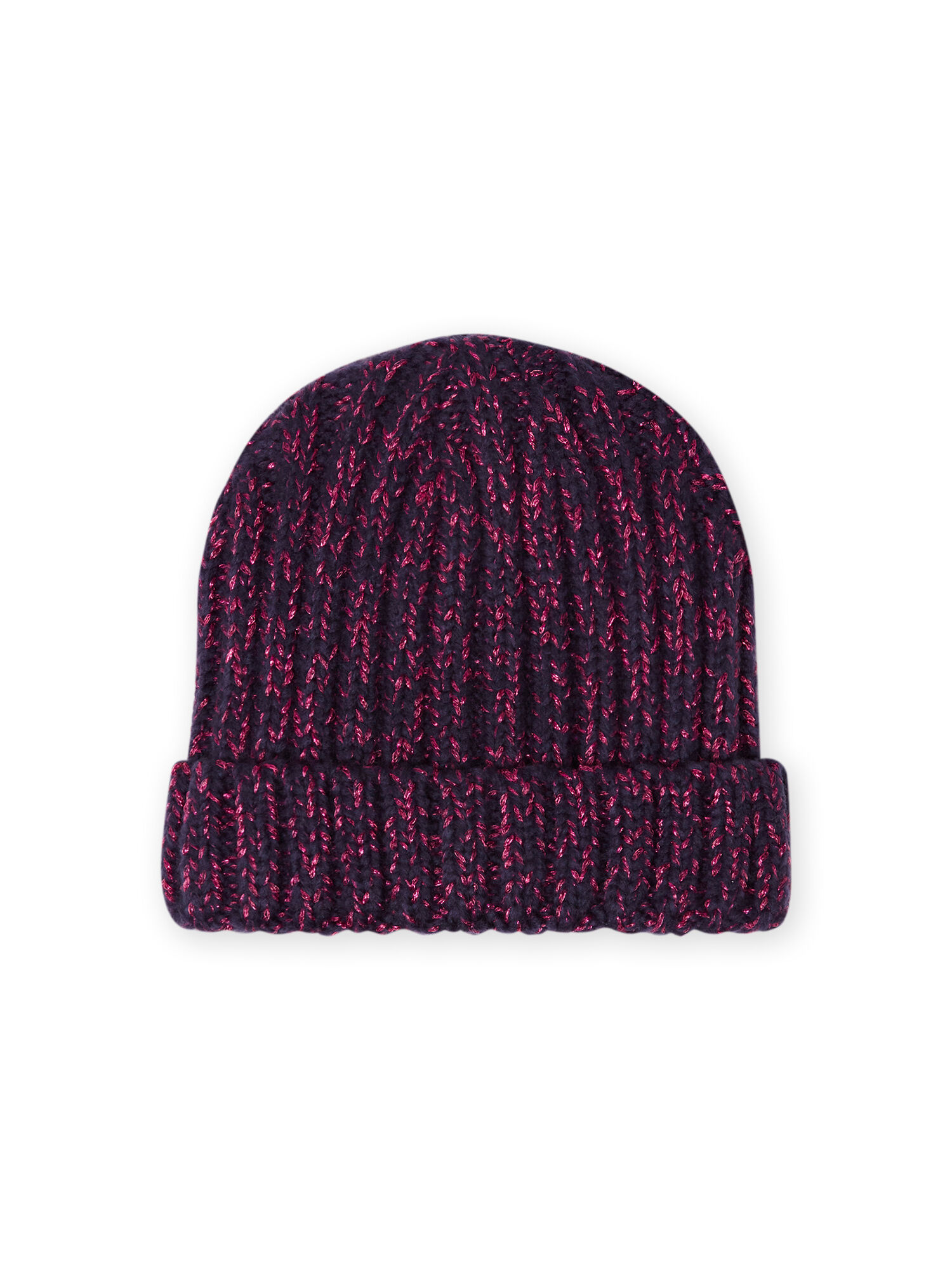 Bonnet bleu nuit et rose en maille chenille enfant fille Bonnet Echarpe Gants DPAM