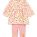 Robe rose et jaune imprimé fleuri et legging rose bébé fille