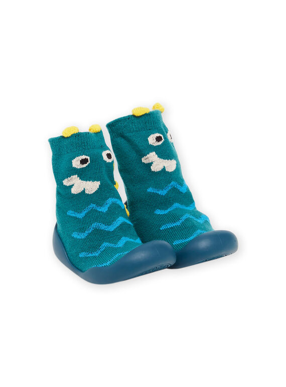 Tichoups - Chaussons Chaussettes Enfants - Rayé corail et vert d'eau -  Chaussettes pantoufles Enfants Pointure 25/26 - Chaussettes Semelles  Antidérapante PVC : : Mode