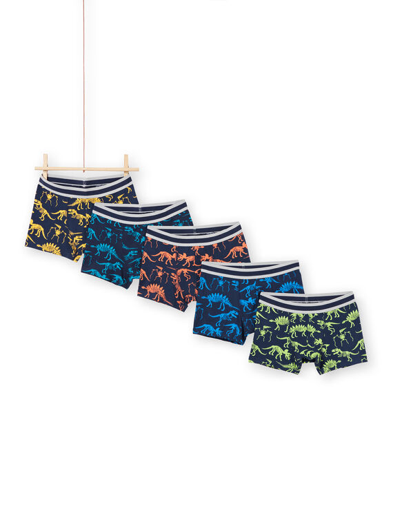 Lot de 5 boxers à imprimé squelettes de dinosaures enfant garçon MEGOBOXSEM1 / 21WH12B5BOX705