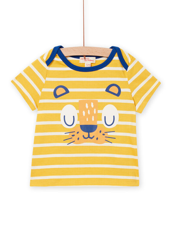 T-shirt manches courtes jaune et blanc bébé garçon NUJOTI2 / 22SG10C2TMC106
