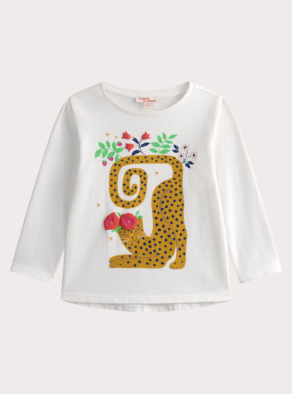 T-shirt écru manches longues animation léopard WAFITEE1 / 25S90151TML001