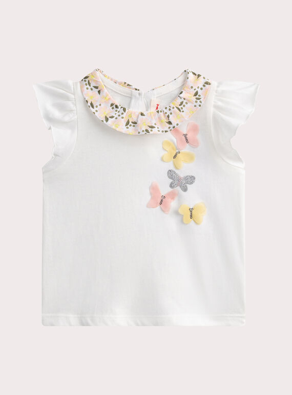Brassière à col en voile écru bébé fille WIMABRA / 25SG0961BRA001