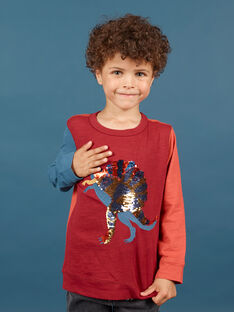 T-shirt tricolore animation dinosaure à sequins réversibles enfant garçon MOPATEE3 / 21W902H1TML719