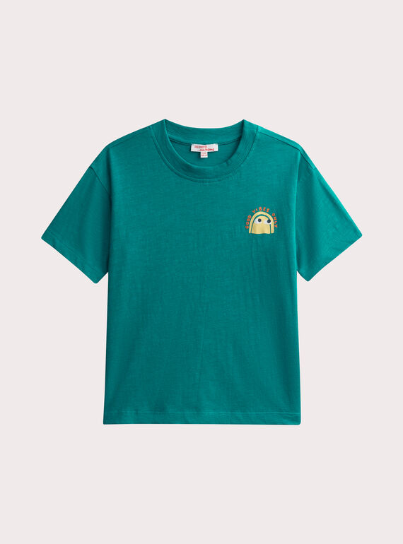 T-shirt bleu turquoise détail fantaisie WOJOTIBRO1 / 25S902L1TMCC225