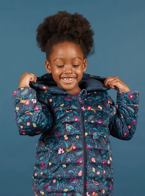 Doudoune matelassée imprimé fleuri coloré en velours enfant fille MAVELDOUNE / 21W90154D3E070