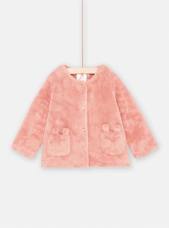 Cardigan litchi en soft boa réversible bébé fille SIJOCAR3 / 23WG09M2CARD317