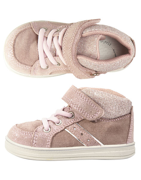 Basket Lacet Elastique Croute De Cuir Rose Bebe Fille Catalogue Dpam Bebe Dpam